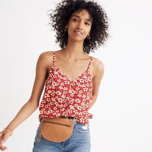 Madewell Red White Floral Button Down Tank, Sz 0